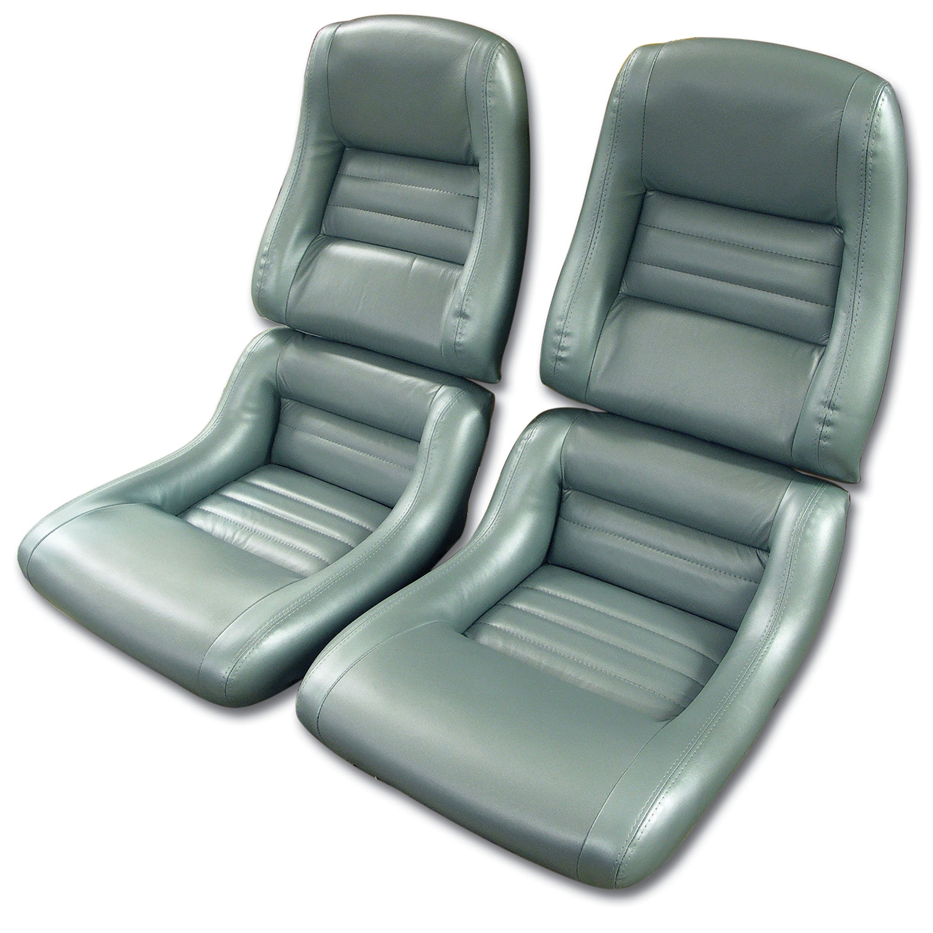 1982-1982 Corvette Mounted Leathr Seat Covers Silvergrn Lthr/Vnyl Original 2" Blstr-423259-Corvette-Store-Online
