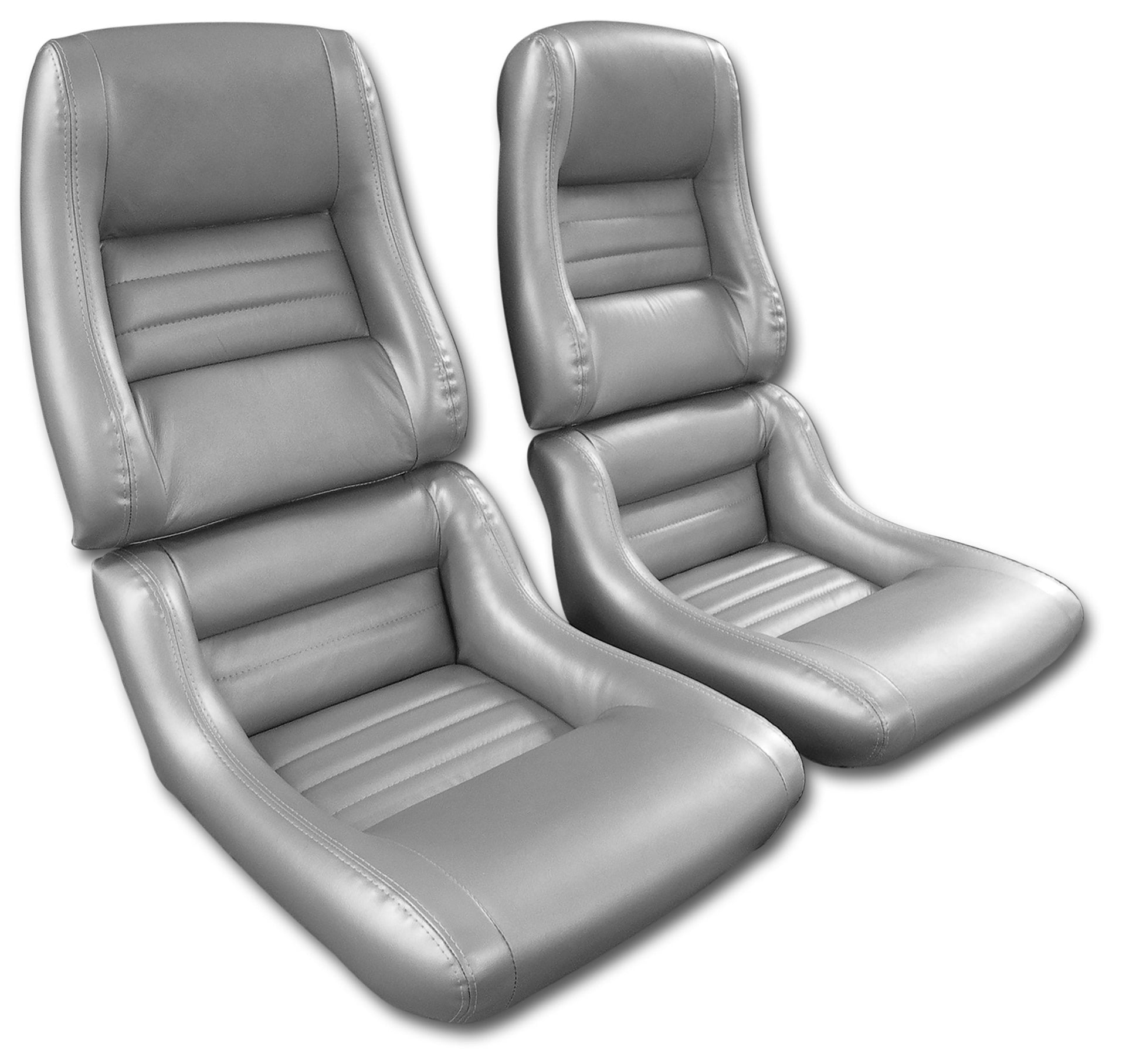 1981-1981 Corvette Mounted Leather Seat Covers Silver Lthr/Vnyl Original 2" Bolster-423264-Corvette-Store-Online