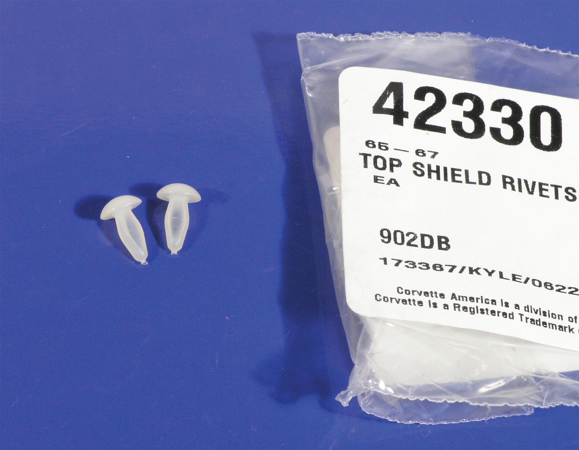 1965-1967 Corvette Top Shield Rivets. Plastic 2 Piece Set - CA-42330-Corvette-Store-Online