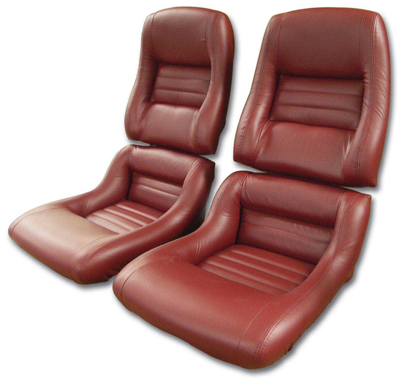 1982-1982 Corvette Mounted Leather Seat Covers Red 100%-Leather 2" Bolster-423326-Corvette-Store-Online