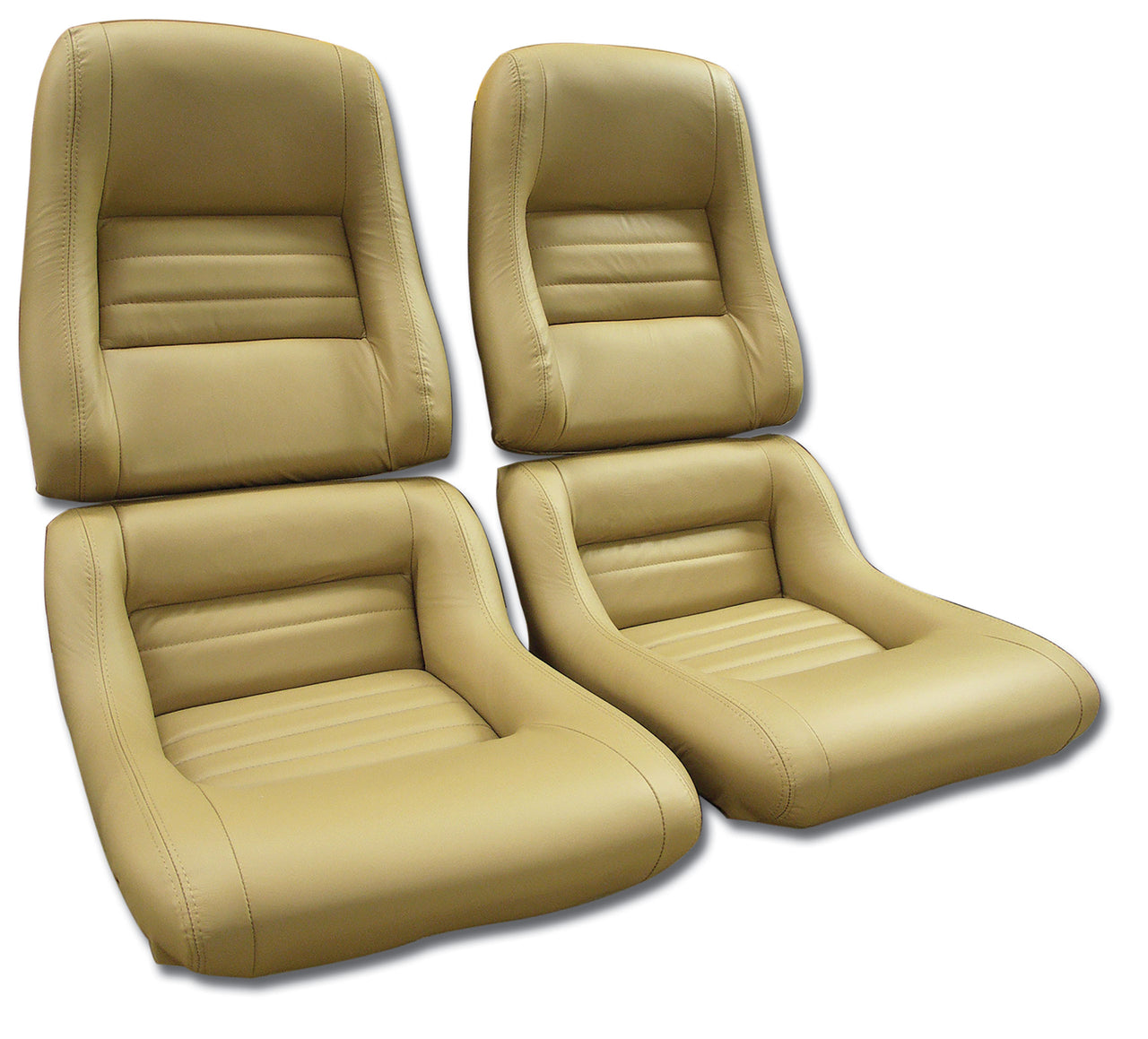1981-1982 Corvette Mounted Leather Seat Covers Camel 100%-Leather 2" Bolster-423358-Corvette-Store-Online