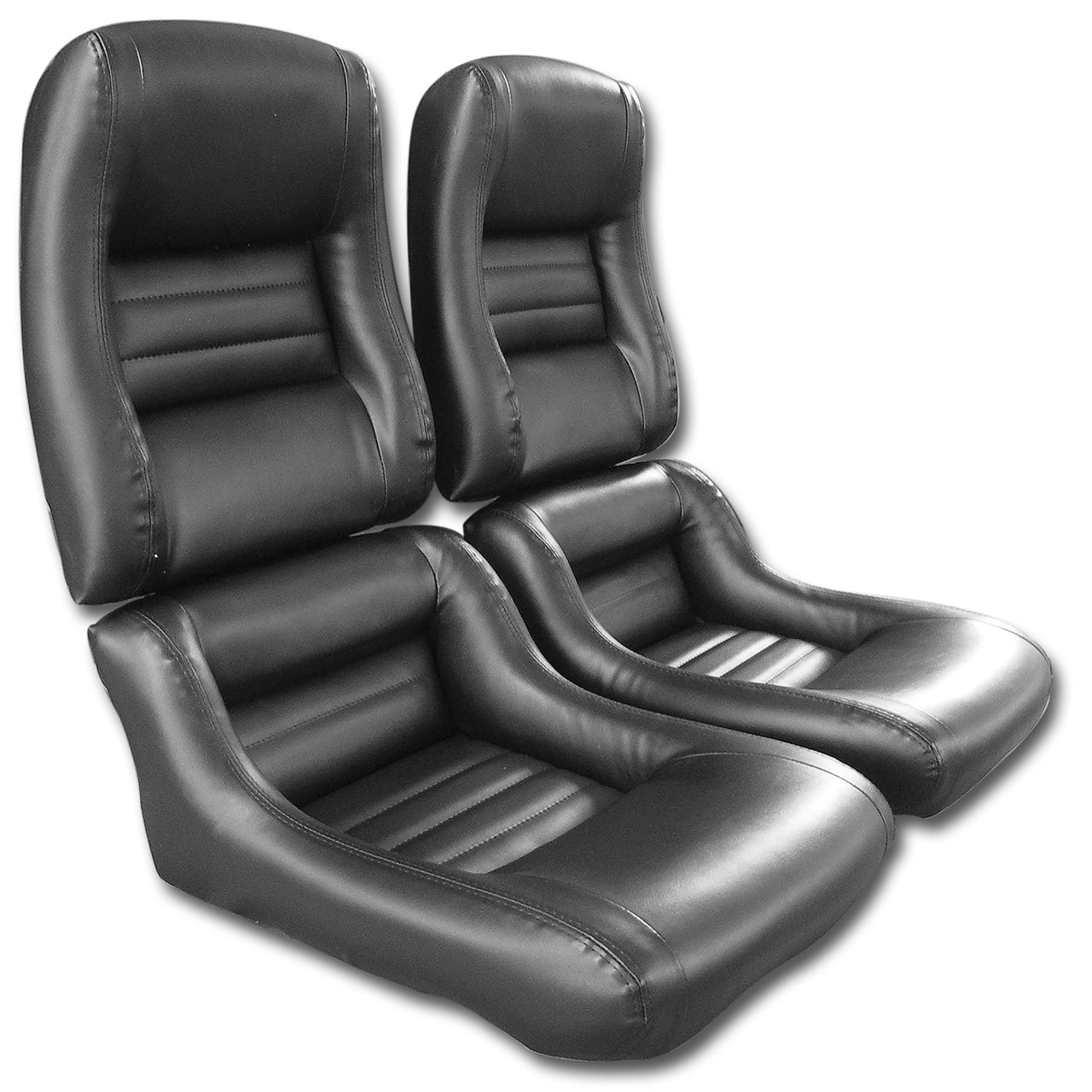 1979-1981 Corvette Mounted "Leather-Like" Vinyl Seat Covers Black 2" Bolster-423420-Corvette-Store-Online