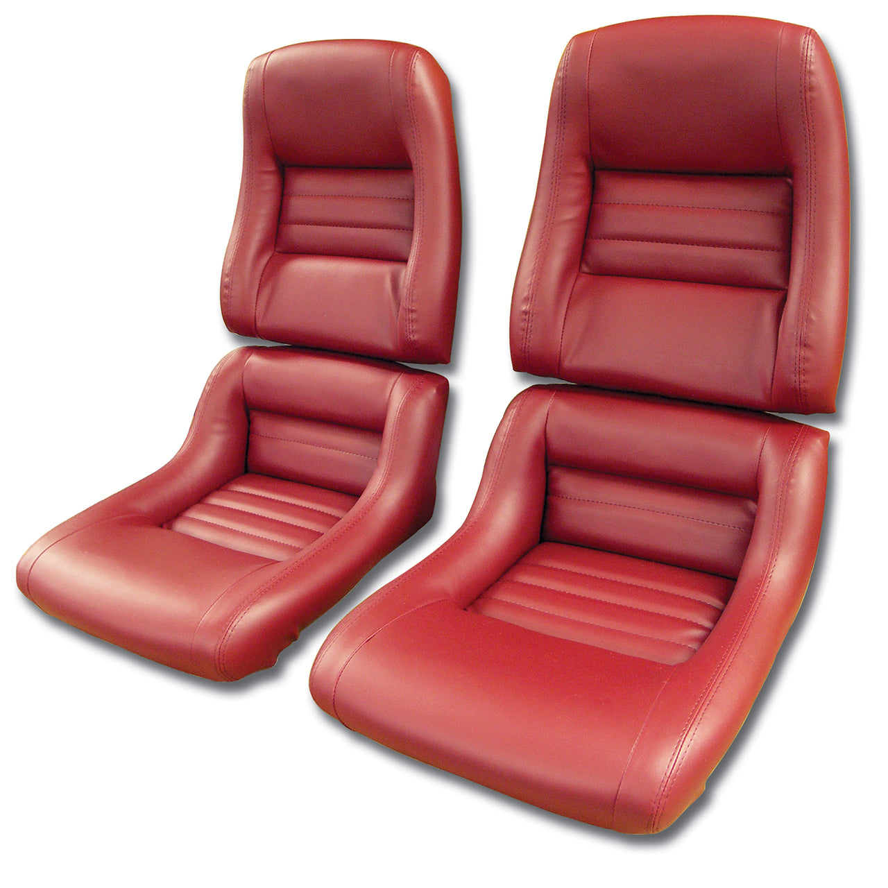 1982-1982 Corvette Mounted "Leather-Like" Vinyl Seat Covers Red 2" Bolster-423426-Corvette-Store-Online