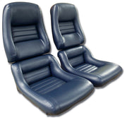 1982-1982 Corvette Mounted "Leather-Like" Vinyl Seat Covers Dark Blue 2" Bolster-423446-Corvette-Store-Online