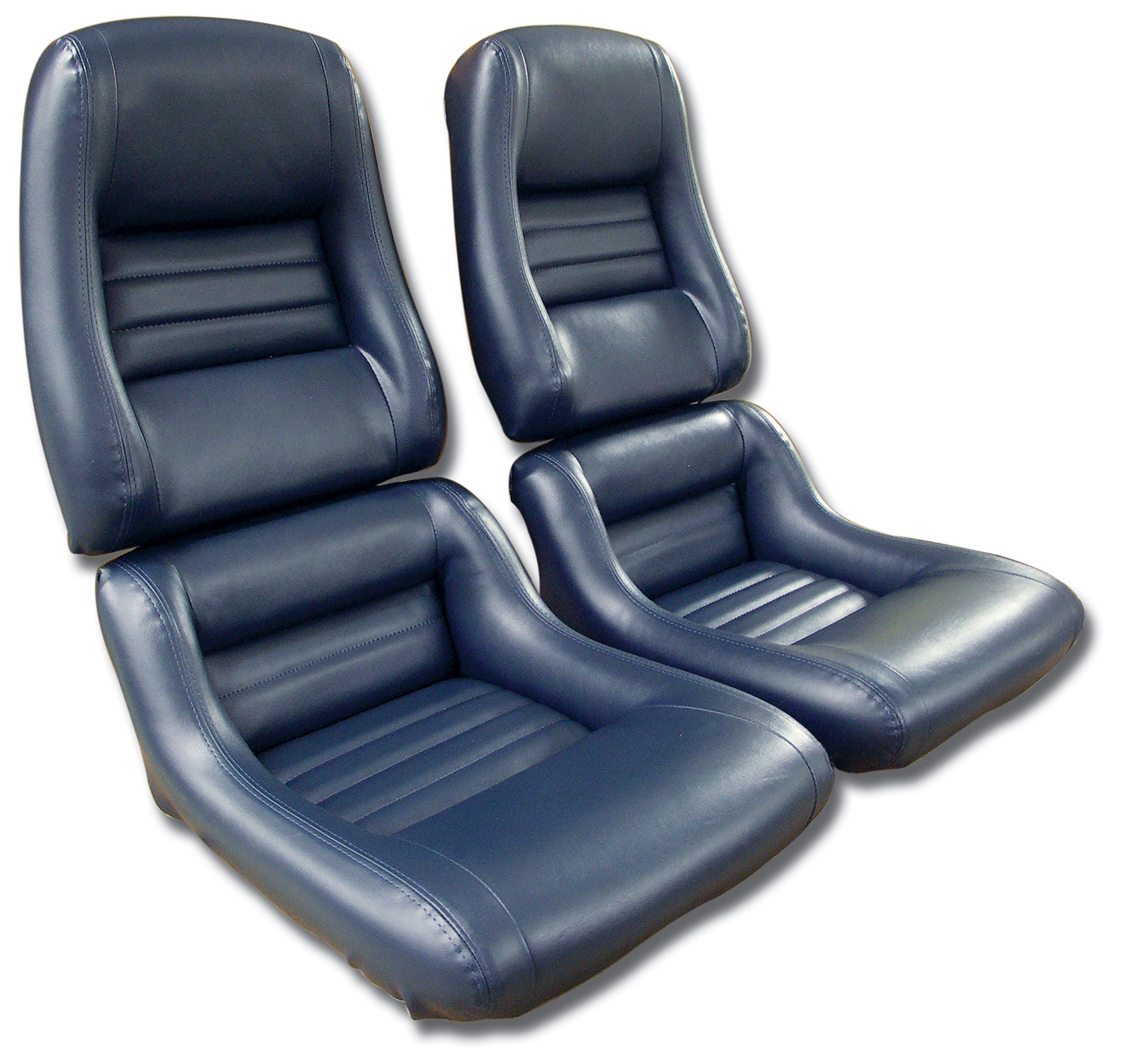 1982-1982 Corvette Mounted "Leather-Like" Vinyl Seat Covers Dark Blue 2" Bolster-423446-Corvette-Store-Online