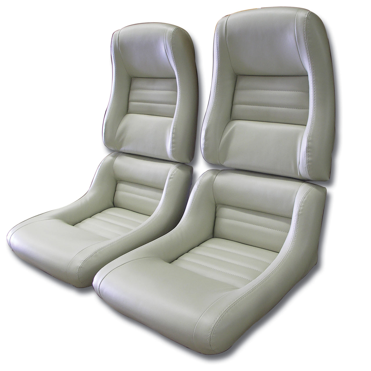 1979-1980 Corvette Mounted "Leather-Like" Vinyl Seat Covers Oyster 2" Bolster-423466-Corvette-Store-Online