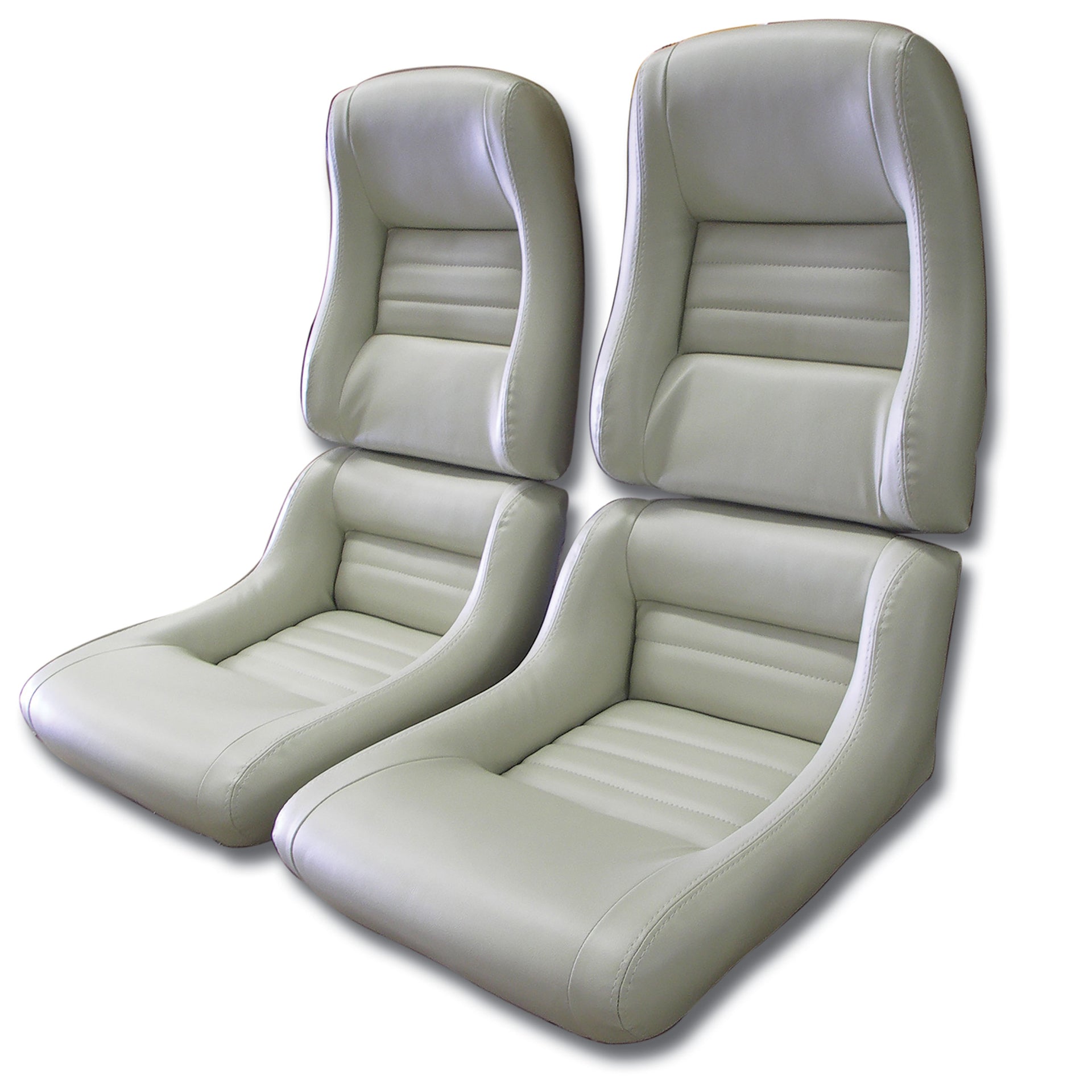 1979-1980 Corvette Mounted "Leather-Like" Vinyl Seat Covers Oyster 2" Bolster-423466-Corvette-Store-Online
