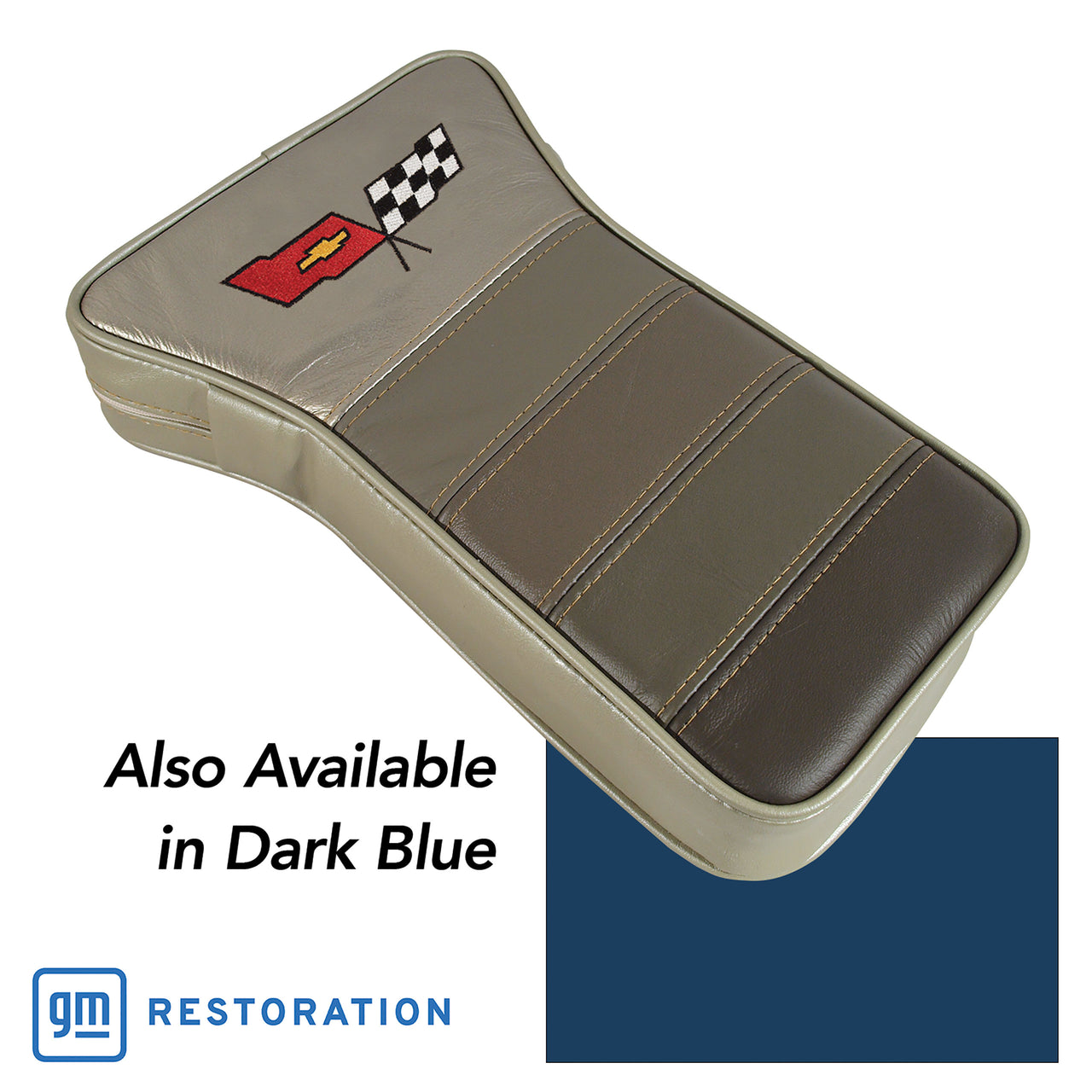 1982-1982 Corvette Center Armrest With Embroidered C3 Cross Flags - Dark Blue-425046E-Corvette-Store-Online