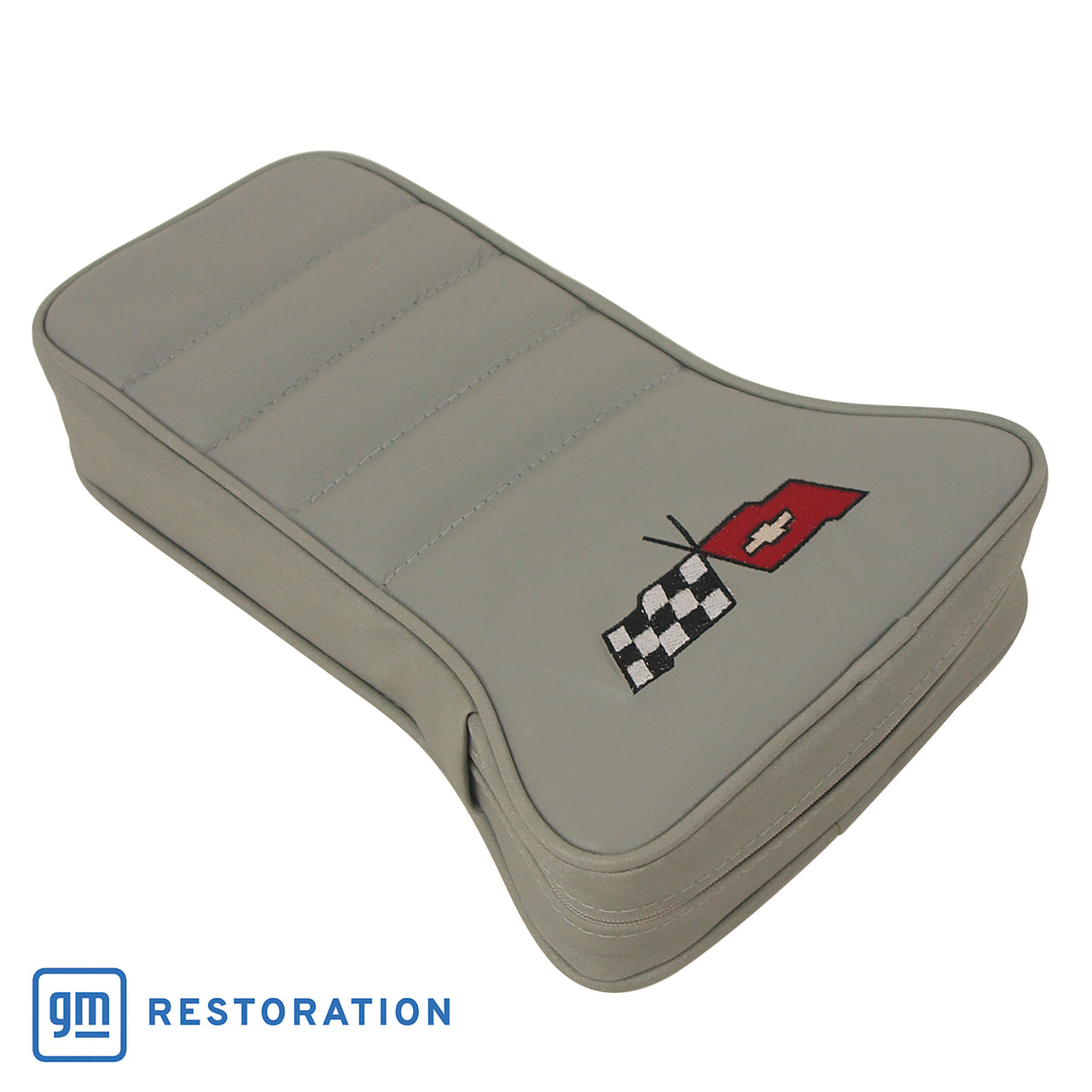 1982-1982 Corvette Center Armrest With Embroidered C3 Cross Flags - Gray-425068E-Corvette-Store-Online