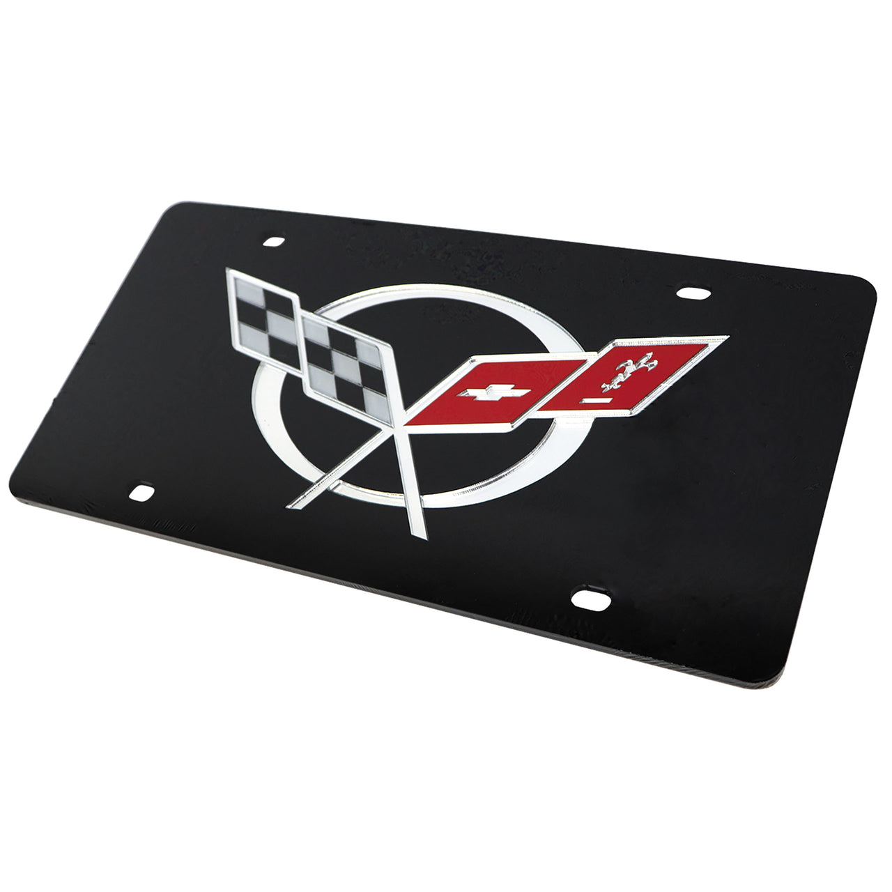 1997-2001 Corvette Front License Plate Rectangular - Black W/C5 Logo-42528-Corvette-Store-Online