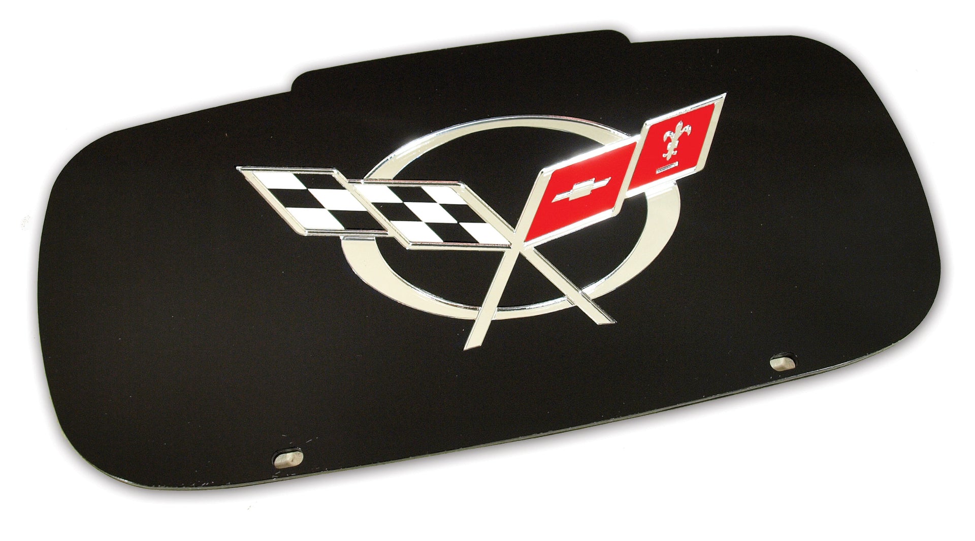 1997-2004 Corvette Front License Plate Contour - Black W/Mirrored C5 Logo-42530-Corvette-Store-Online