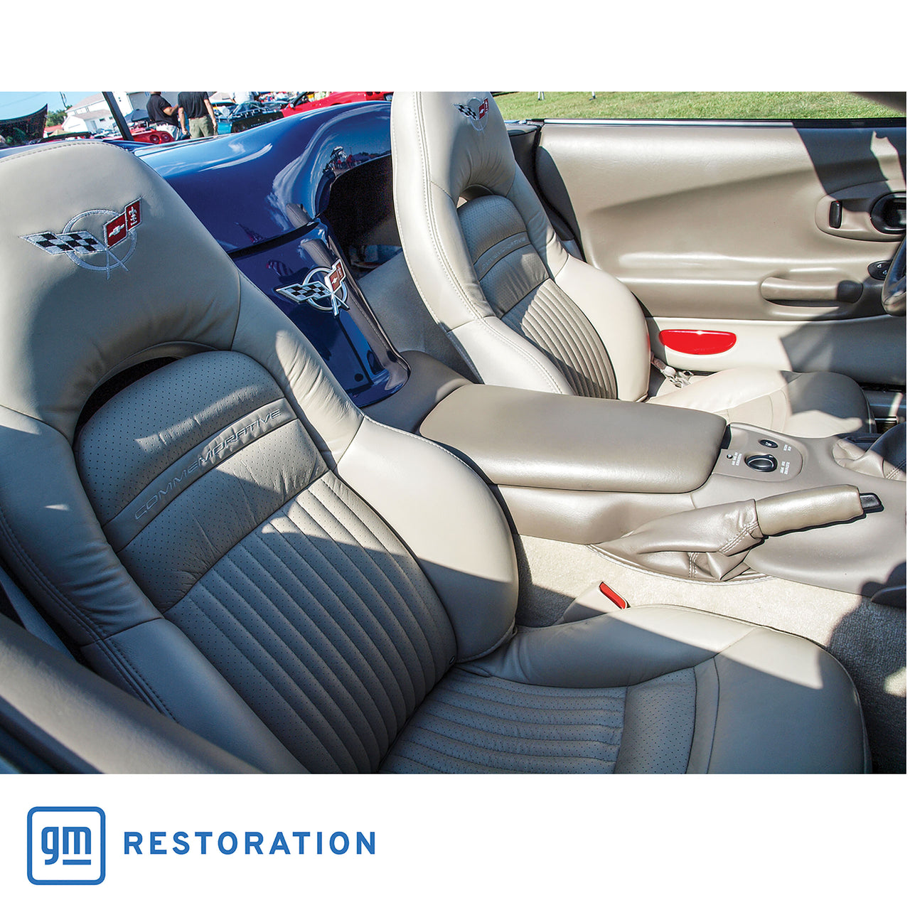 2004-2004 Corvette Leather Sport Seat Covers W/Vinyl Trim - LeMans Commemorative Editon Shale-428394-Corvette-Store-Online