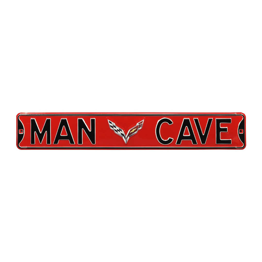 C7 Corvette Man Cave Red Steel Street Sign