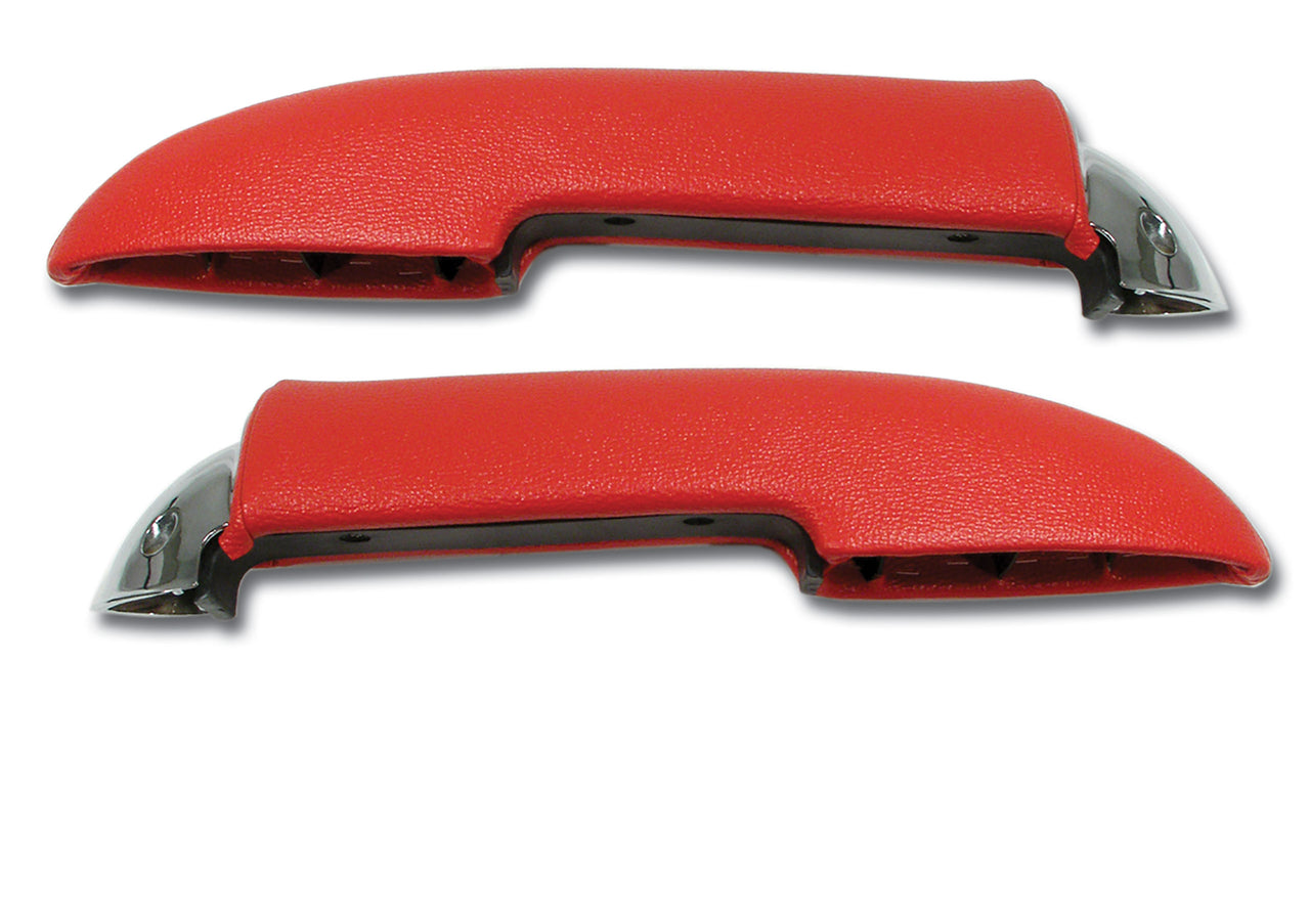 1958-1958 Corvette Armrest Assemblies W/Chrome Ends - Red-430202-Corvette-Store-Online