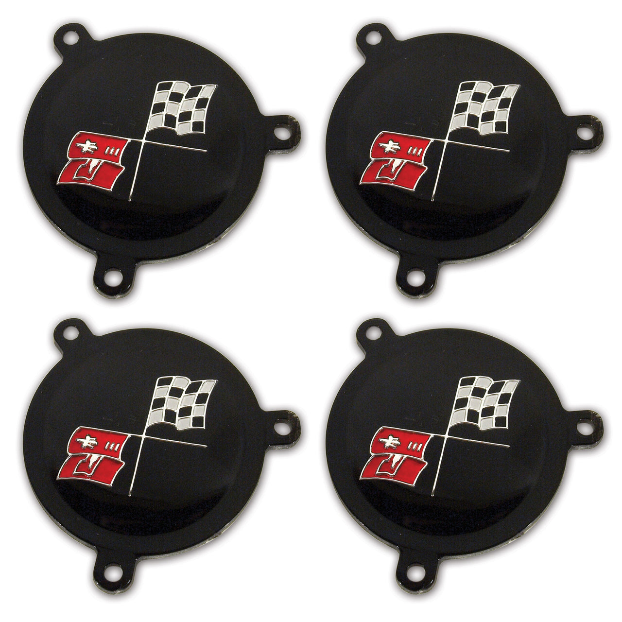 1965-1966 Corvette Hubcap Spinner Emblems W/Black Upper LH - 4 Piece Set-43131-Corvette-Store-Online