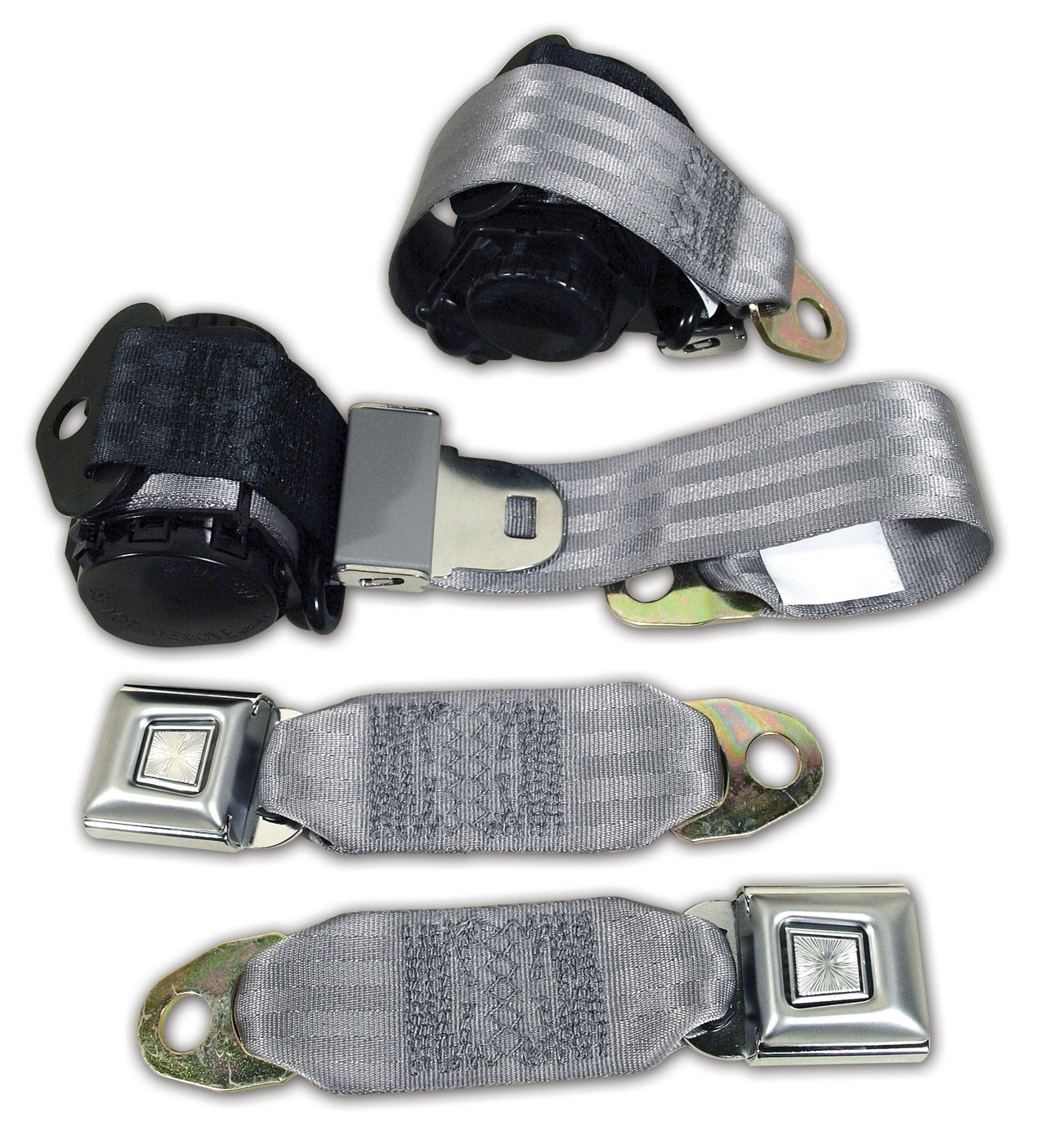 1974-1977 Corvette Gray Lap & Shoulder Seat Belts - Single Retractor-43187-Corvette-Store-Online