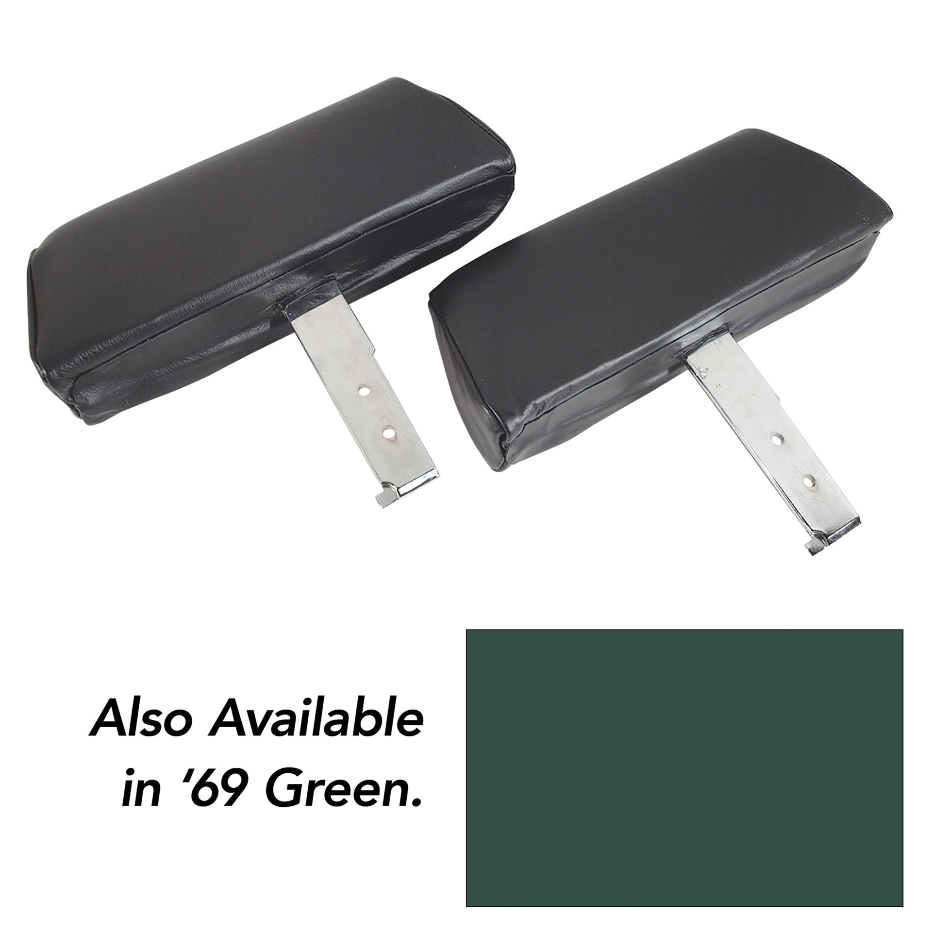 1969-1969 Corvette Headrests Green Complete W/Vinyl Covers-432514-Corvette-Store-Online