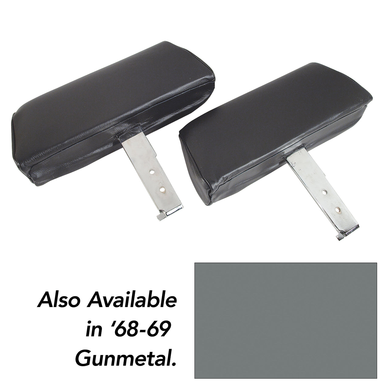 1968-1969 Corvette Headrests Gunmetal Complete W/Vinyl Covers-432563-Corvette-Store-Online