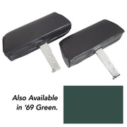 1969-1969 Corvette Headrests Green Complete W/Leather Covers-432614-Corvette-Store-Online