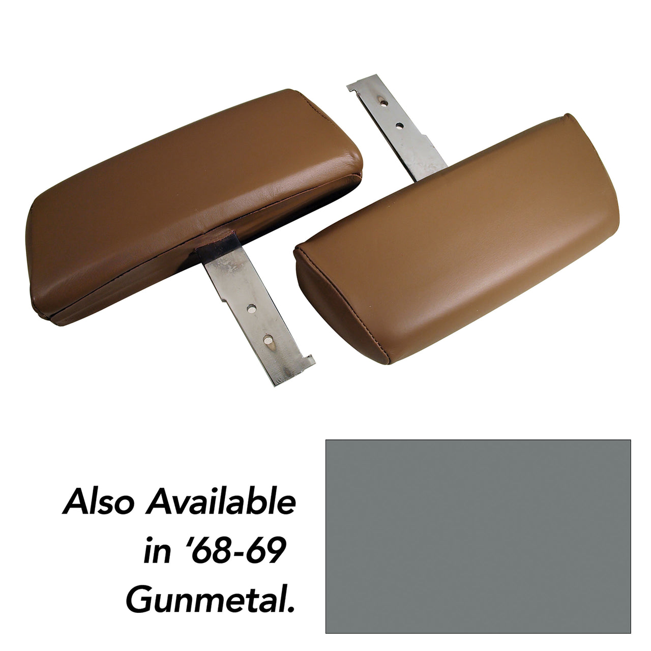 1968-1969 Corvette Headrests Gunmetal Complete W/Leather Covers-432663-Corvette-Store-Online