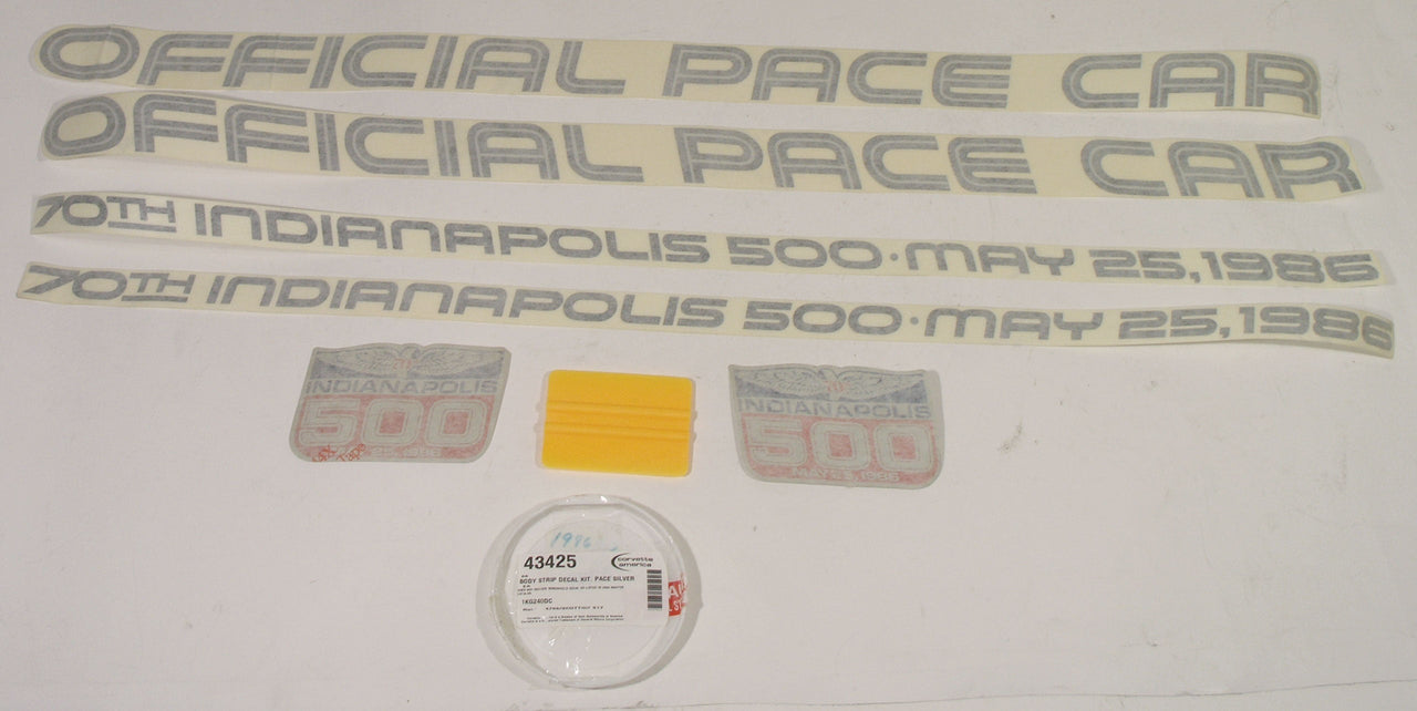 1986-1986 Corvette Body Stripe Decal Kit Pace Silver-43425-Corvette-Store-Online