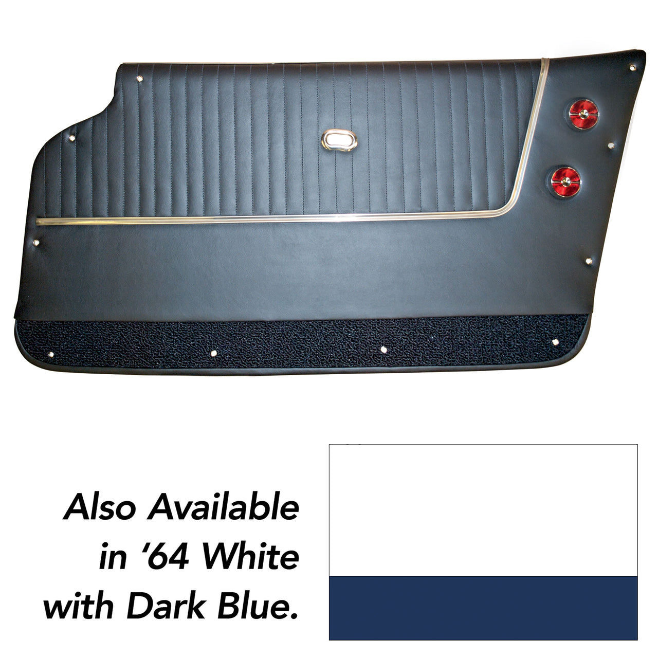 1964-1964 Corvette Door Panels Leather White W/DK Blue Carpet Coupe - W/Trim-4366Z1-Corvette-Store-Online