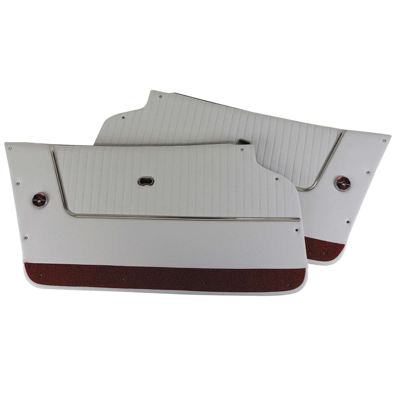 1964-1964 Corvette Door Panels Leather White W/Red Carpet - Coupe - W/Trim-4366Z2-Corvette-Store-Online