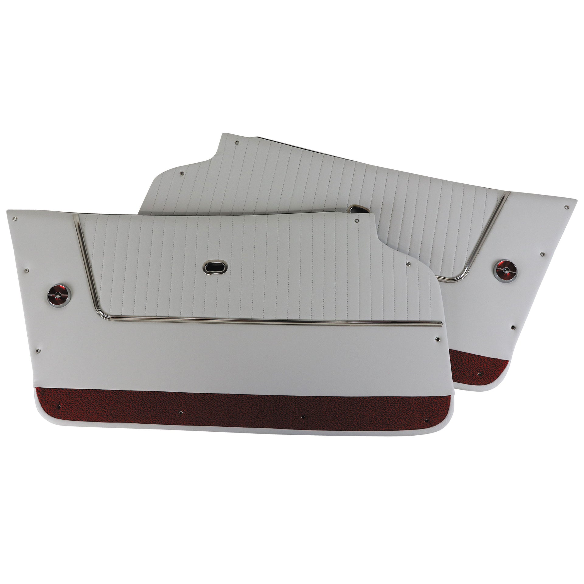 1964-1964 Corvette Door Panels Leather White W/Red Carpet - Coupe - W/Trim-4366Z2-Corvette-Store-Online