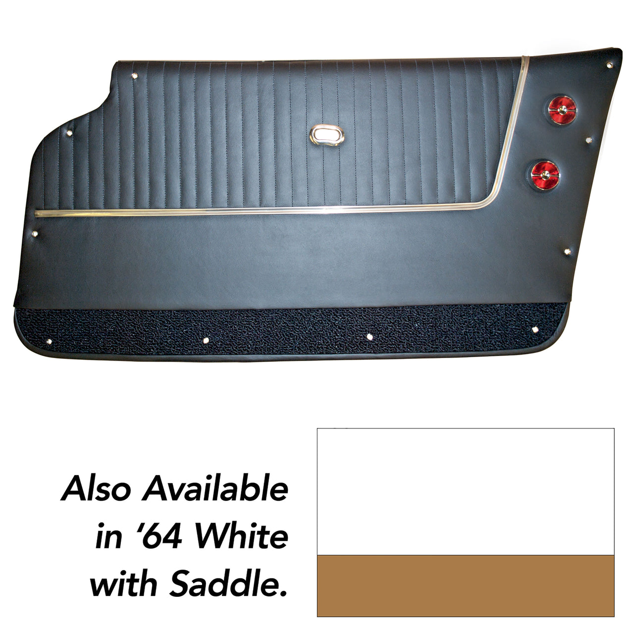 1964-1964 Corvette Door Panels Leather White W/Saddle Carpet - Coupe - W/Trim-4366Z3-Corvette-Store-Online