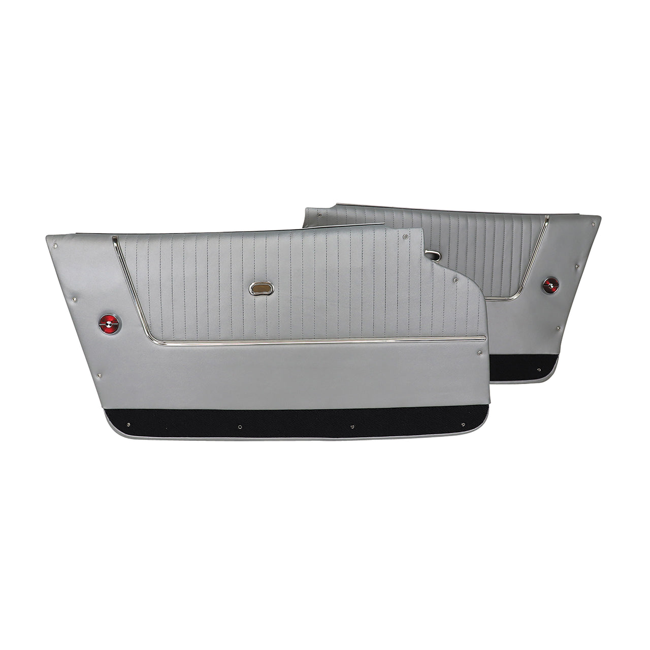 1964-1964 Corvette Door Panels Leather Silver W/Dk Blue Carpet Coupe W/Trim-4366Z4-Corvette-Store-Online