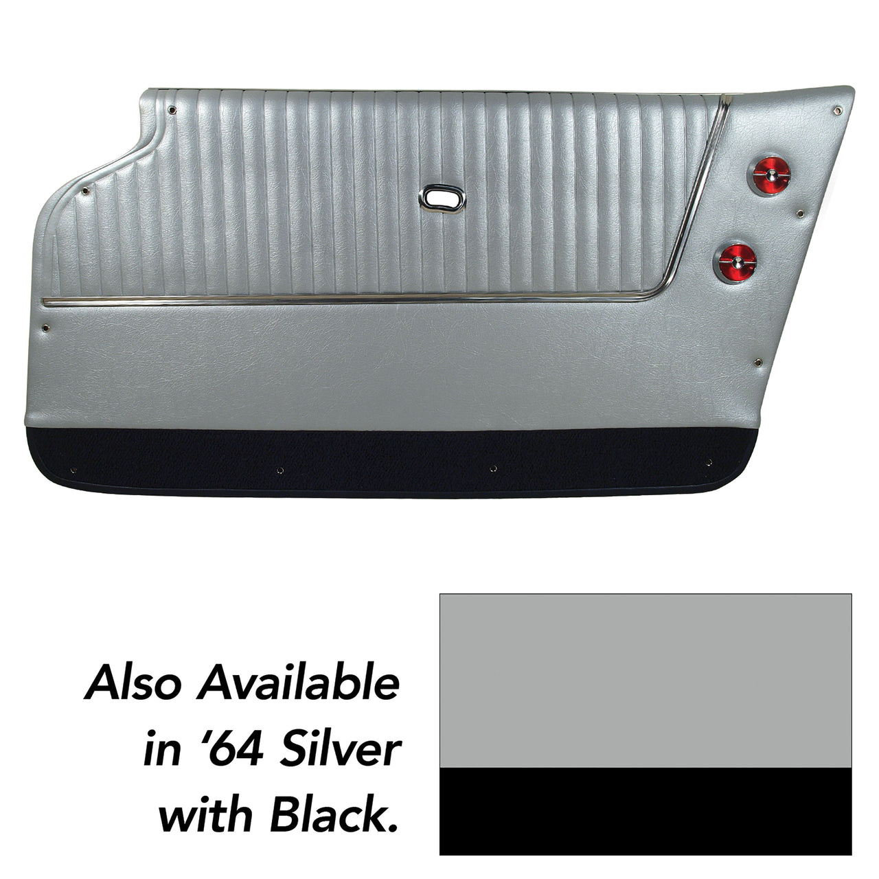 1964-1964 Corvette Door Panels Leather Silver W/Black Carpet - Conv- W/Trim-436761-Corvette-Store-Online