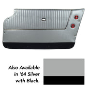 1964-1964 Corvette Door Panels Leather Silver W/Black Carpet - Conv- W/Trim-436761-Corvette-Store-Online