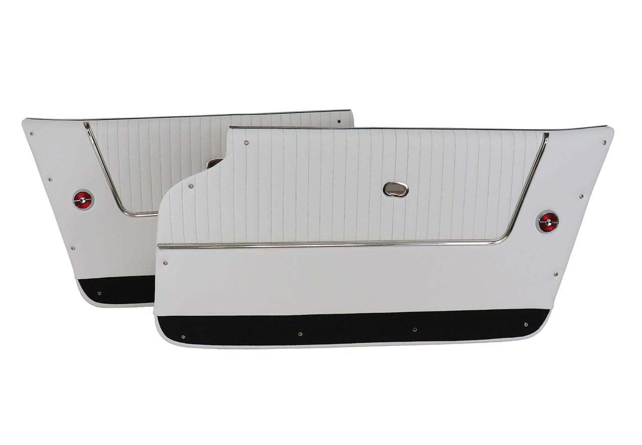 1964-1964 Corvette Door Panels Leather White W/Black Carpet - Conv - W/Trim-436765-Corvette-Store-Online