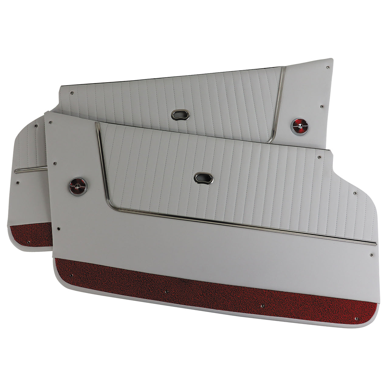 1964-1964 Corvette Door Panels Leather White W/Red Carpet - Conv - W/Trim-4367Z2-Corvette-Store-Online
