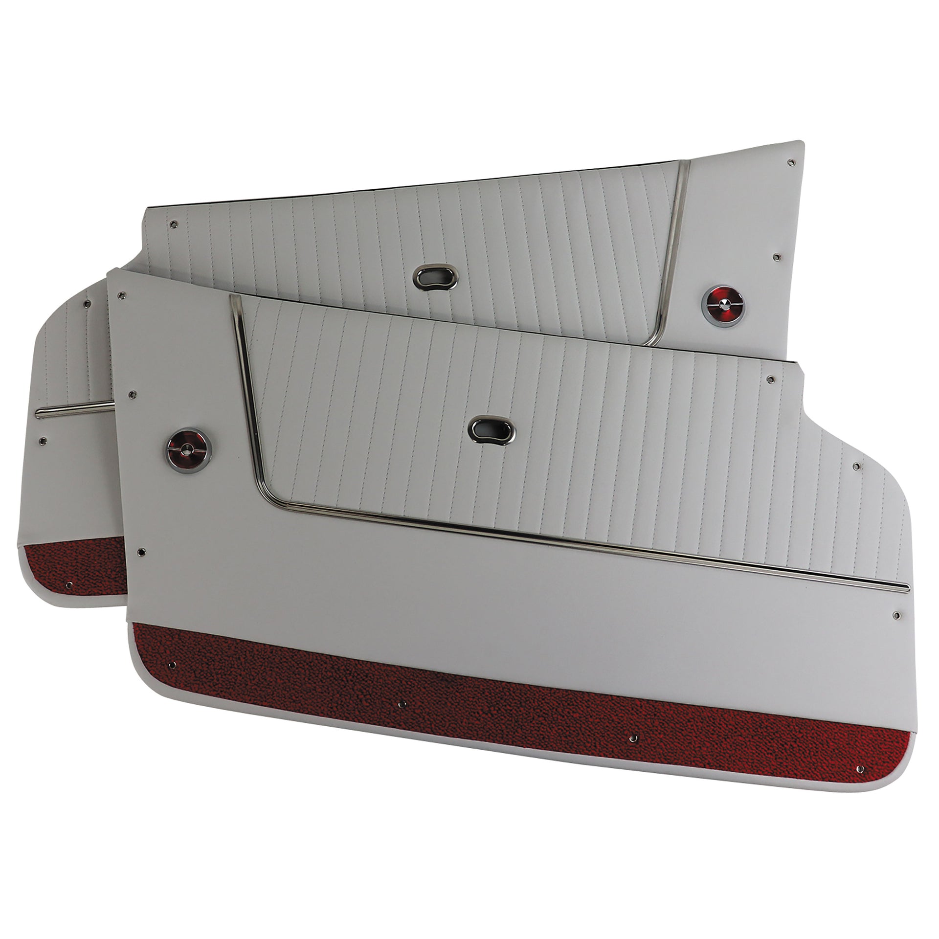 1964-1964 Corvette Door Panels Leather White W/Red Carpet - Conv - W/Trim-4367Z2-Corvette-Store-Online