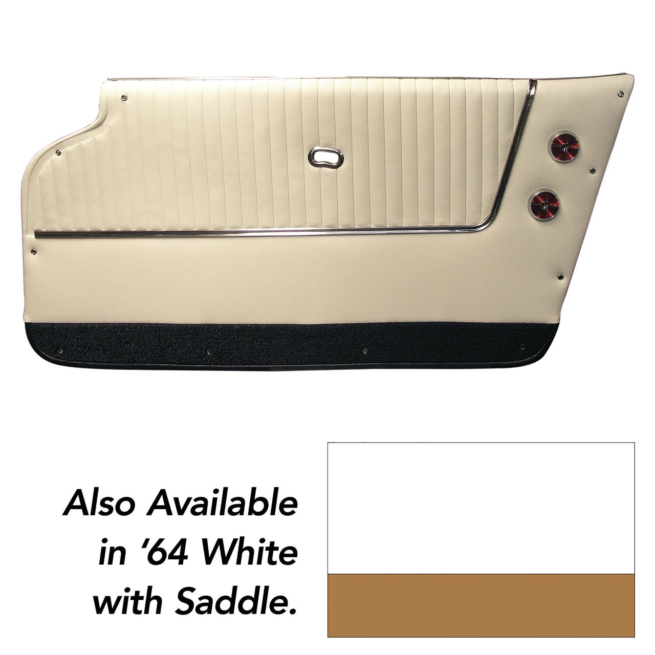 1964-1964 Corvette Door Panels Leather White W/Saddle Carpet - Conv - W/Trim-4367Z3-Corvette-Store-Online
