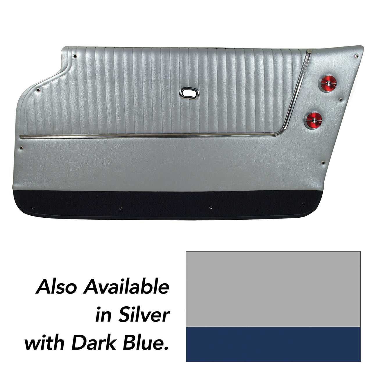 1964-1964 Corvette Door Panels Leather Silver W/Dk Blue Carpet - Conv - W/Trim-4367Z4-Corvette-Store-Online