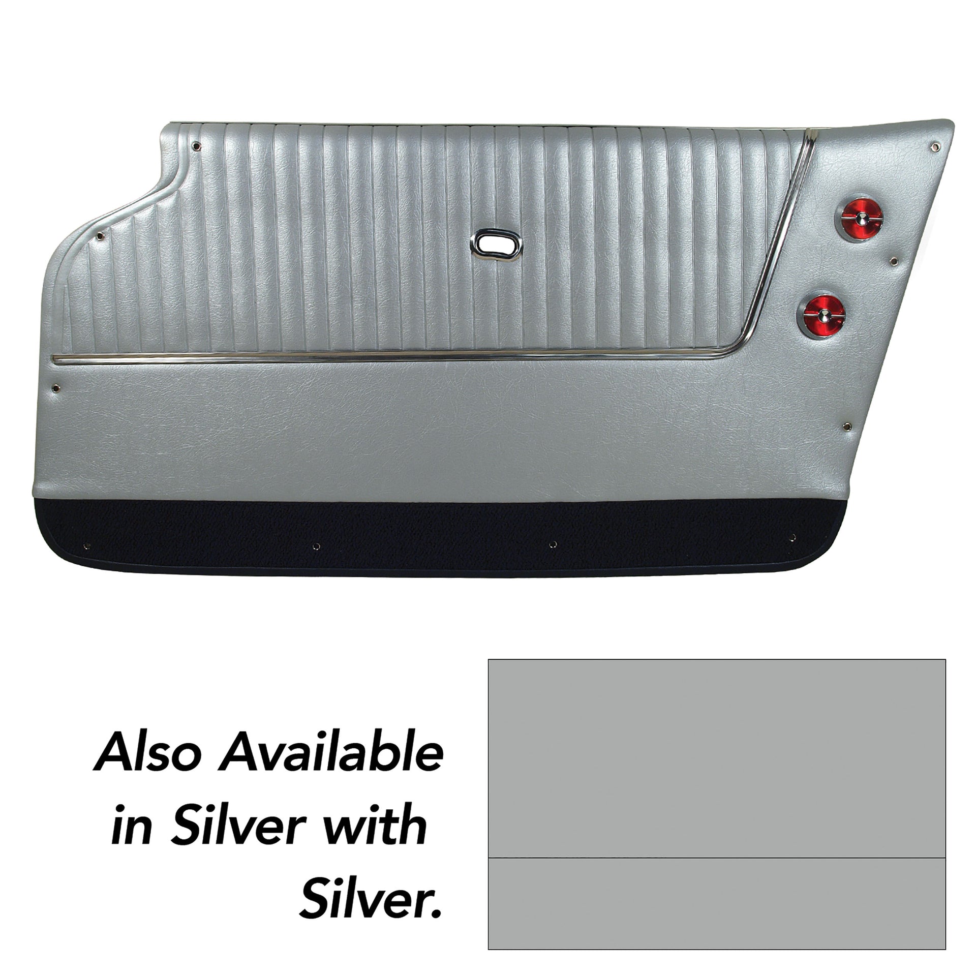 1964-1964 Corvette Door Panels Leather Silver W/Silver Carpet - Conv - W/Trim-4367Z5-Corvette-Store-Online