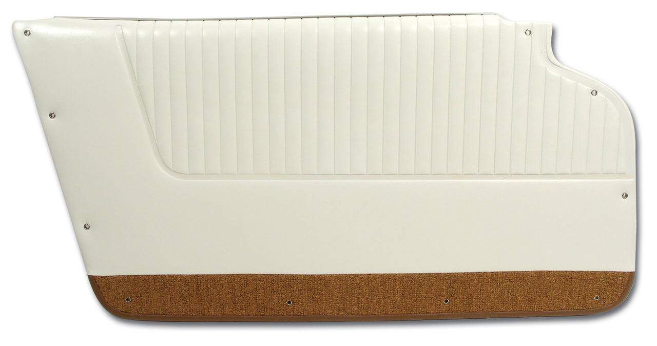 1964-1964 Corvette Door Panels White W/Saddle Carpet - Coupe - W/Felt-4370Z3-Corvette-Store-Online