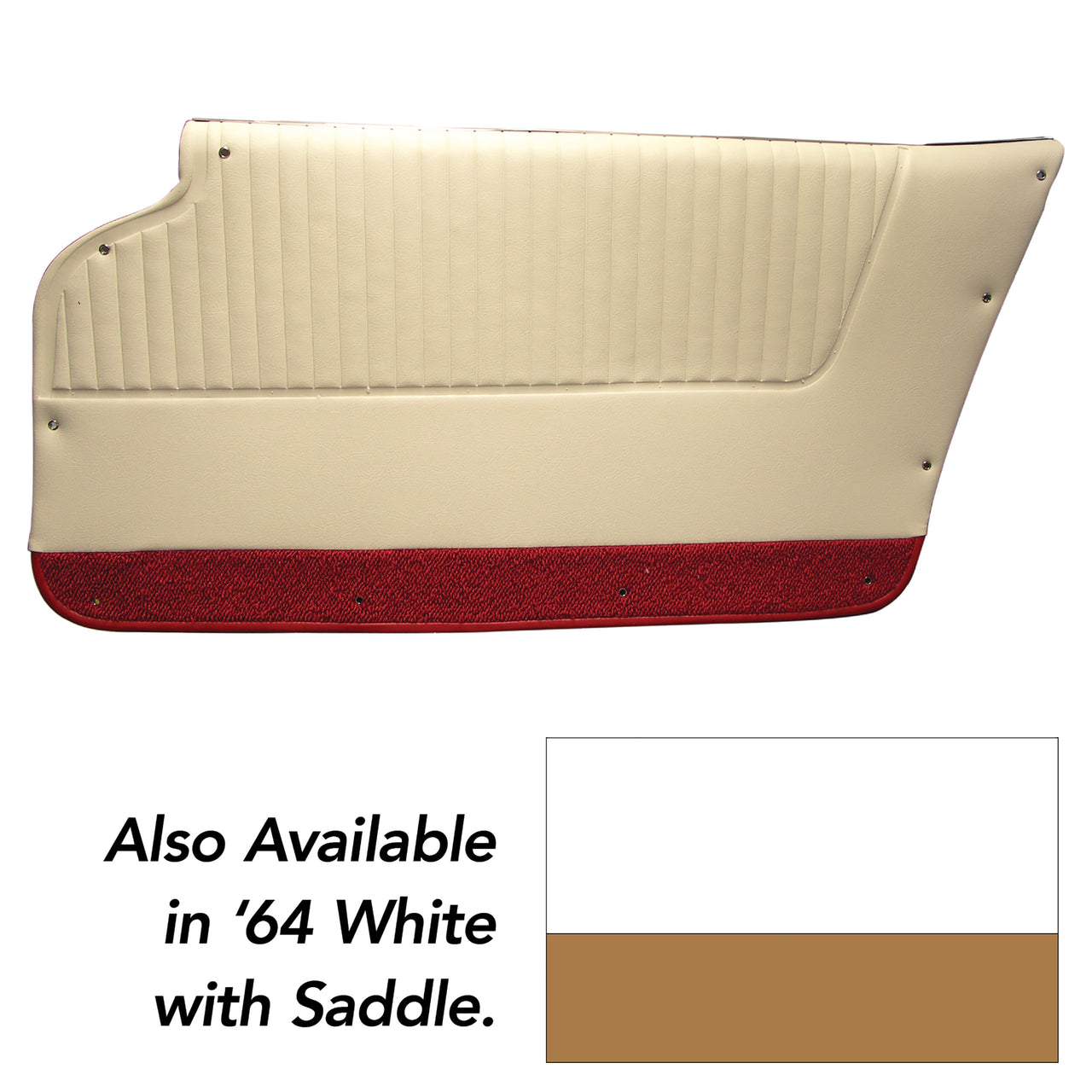 1964-1964 Corvette Door Panels White W/Saddle Carpet - Convertible - W/Felt-4371Z3-Corvette-Store-Online
