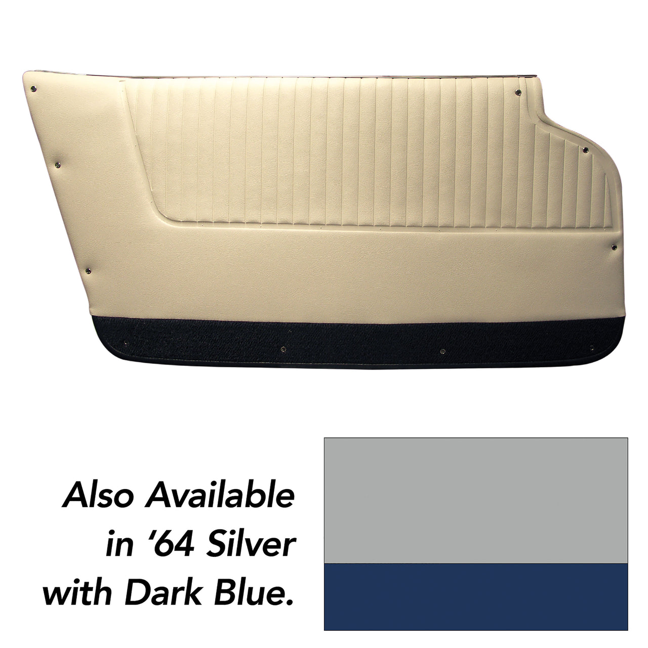 1964-1964 Corvette Door Panels Silver W/Dk Blue Carpet - Convertible - W/Felt-4371Z4-Corvette-Store-Online
