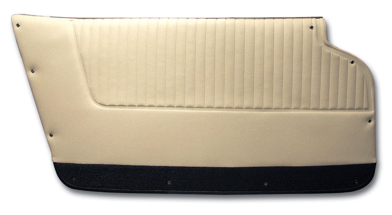1964-1964 Corvette Door Panels White W/Dark Blue Carpet - Convert - W/Felt-4371Z1-Corvette-Store-Online