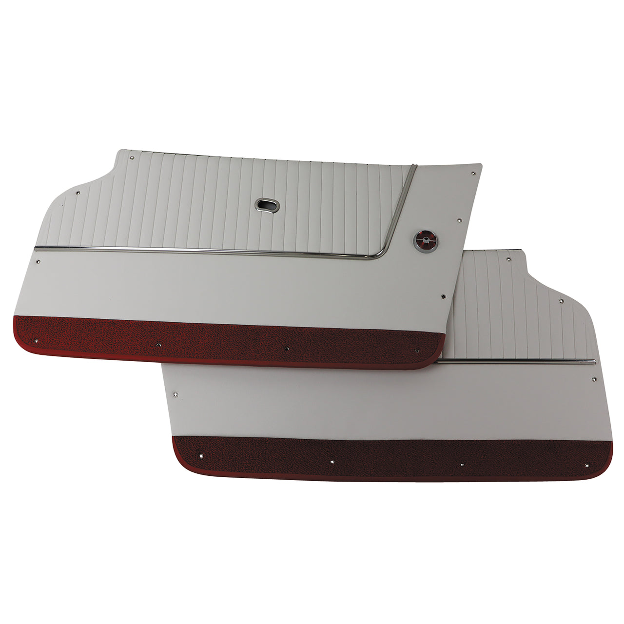 1964-1964 Corvette Door Panels White W/Red Carpet - Convertible - W/Trim-4373Z2-Corvette-Store-Online