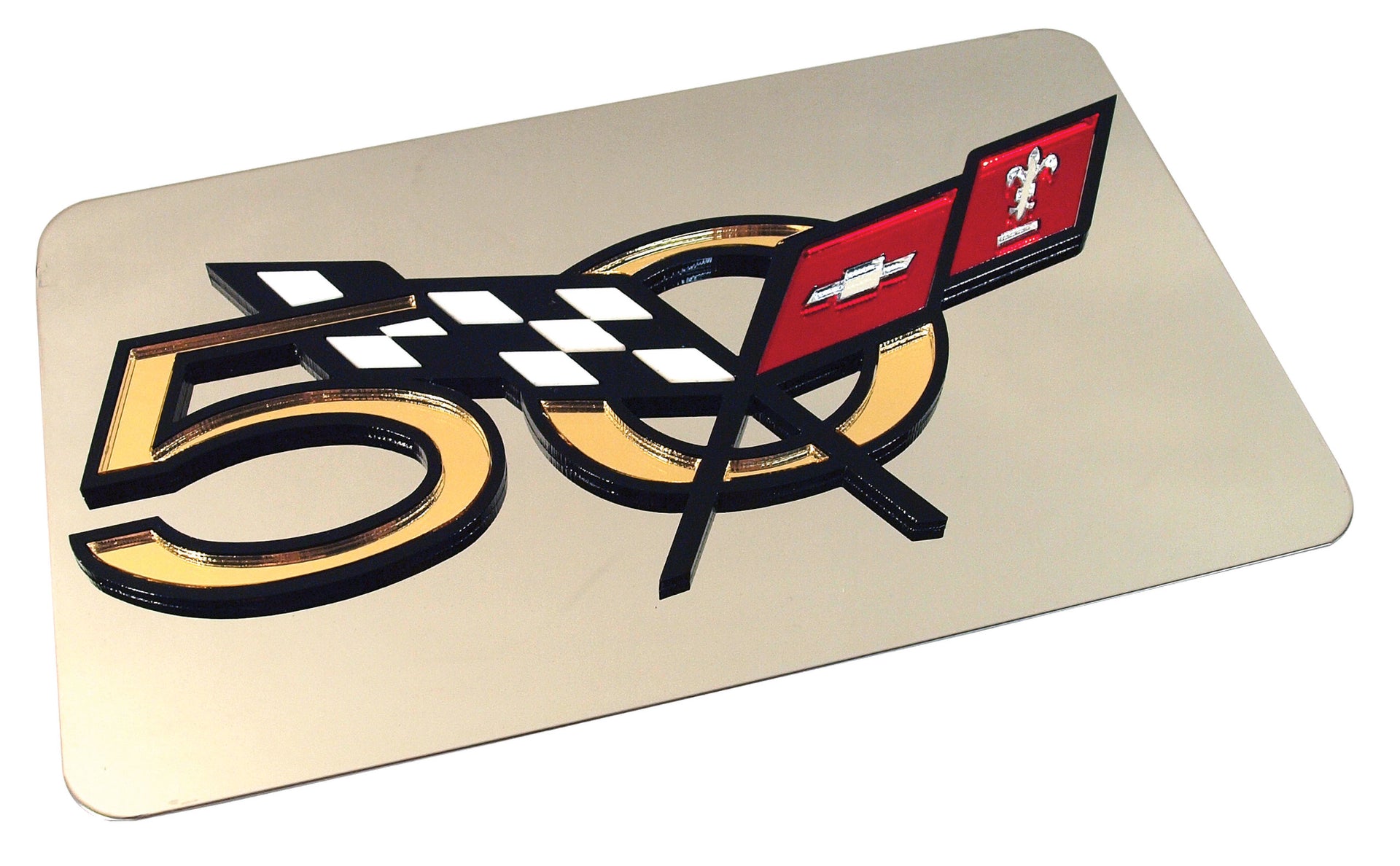 2003-2003 Corvette Exhaust Plate 50th Emblem Stainless Steel-43743-Corvette-Store-Online