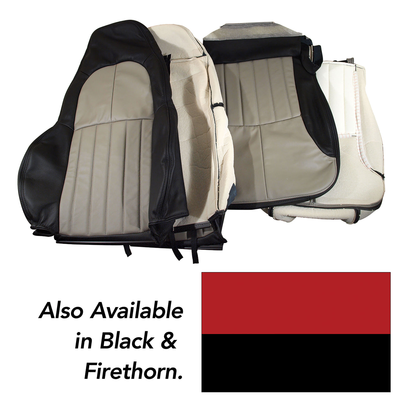 1997-2004 Corvette 100% Leather Standard Seat Covers - Black & Firethorn-43860-Corvette-Store-Online
