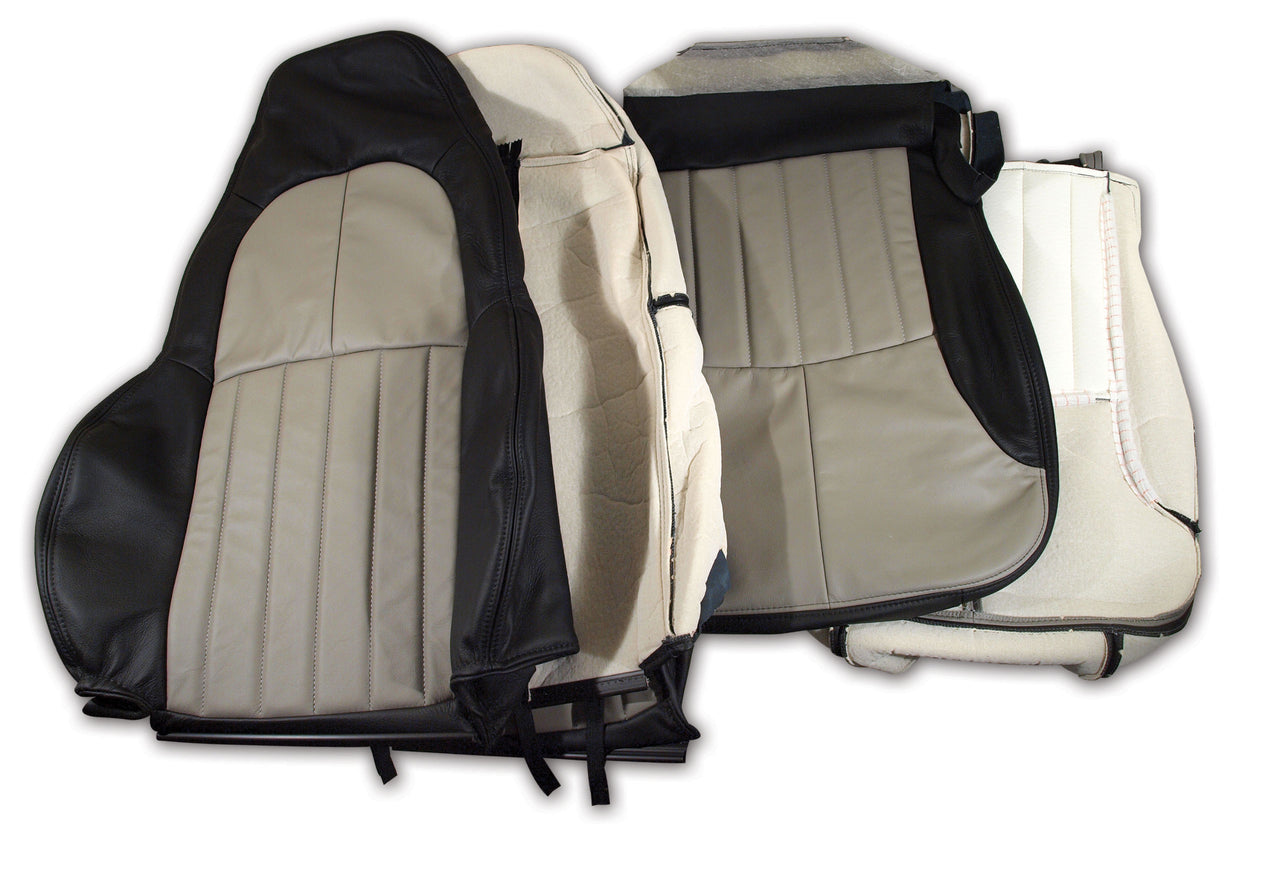 1997-2004 Corvette 100% Leather Standard Seat Covers - Black & Gray-43861-Corvette-Store-Online