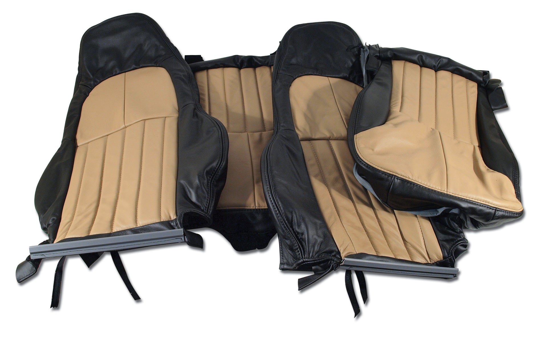 1997-2004 Corvette 100% Leather Standard Seat Covers - Black & Oak-43862-Corvette-Store-Online