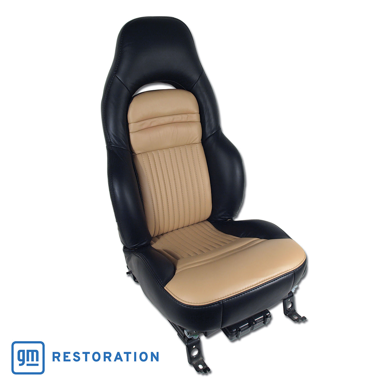 1997-2004 Corvette 100% Leather Sport Seat Covers - Black & Oak-43872-Corvette-Store-Online