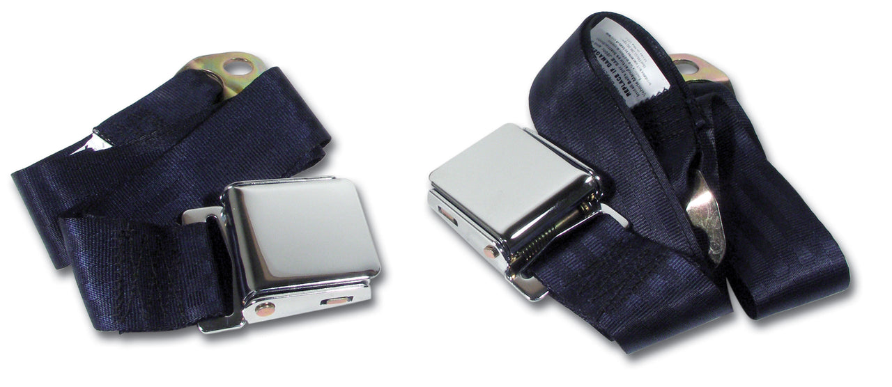 1963-1967 Corvette Seat Belts - Chrome Lift Replacement Dark Blue-43891-Corvette-Store-Online