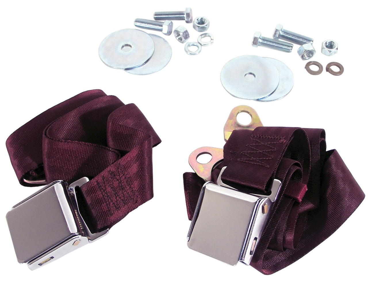 1965-1965 Corvette Seat Belts - Chrome Lift Replacement Dark Red-43893-Corvette-Store-Online
